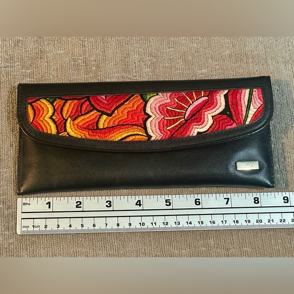 Pineda Covalin Black and Red Floral Wallet with Folk Art Design - Picture 6 of 7